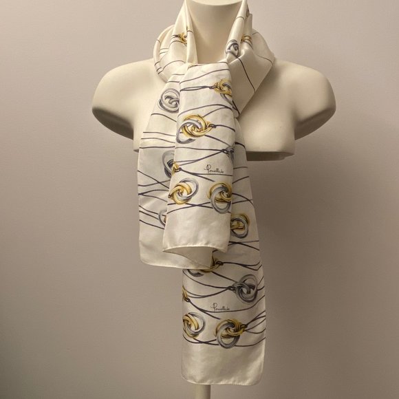 POMELLATO Gold Silver Necklace Graphic Silk Scarf! - Picture 4 of 7